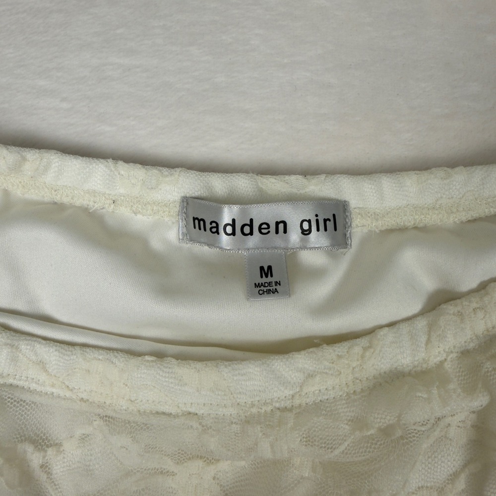 Madden Girl Boho Ivory Floral Lace Handkerchief Hem Midi Skirt Medium Ethereal - Picture 3 of 8